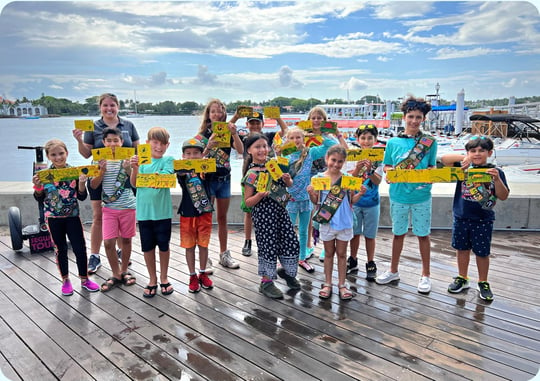 Citizen Scientists from the EcoScouts participating in Lake Worth Lagoon Drift Card Study - May 2022