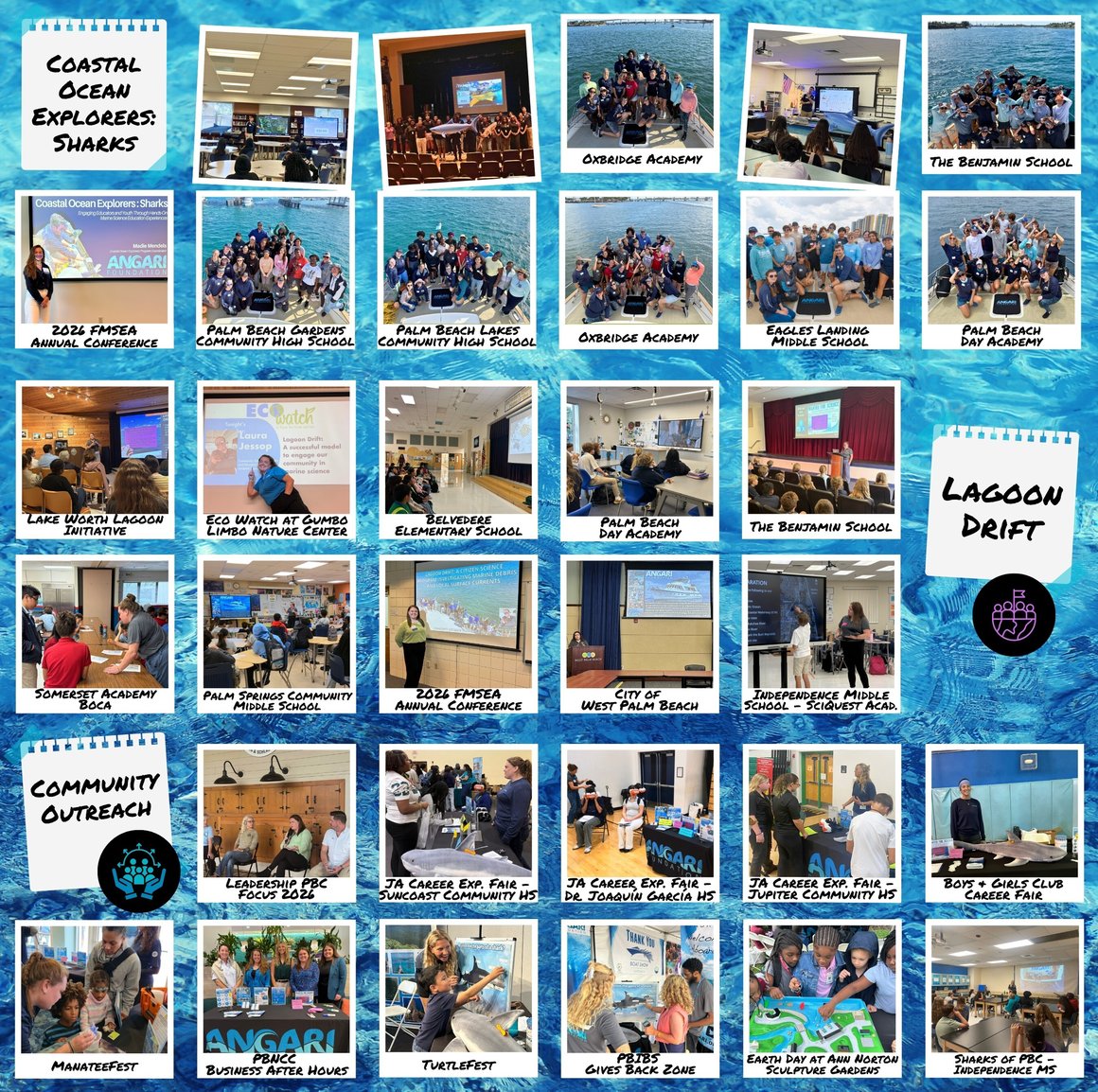 Photo collage for ANGARI Foundation's Splash Back to Spring 2026.